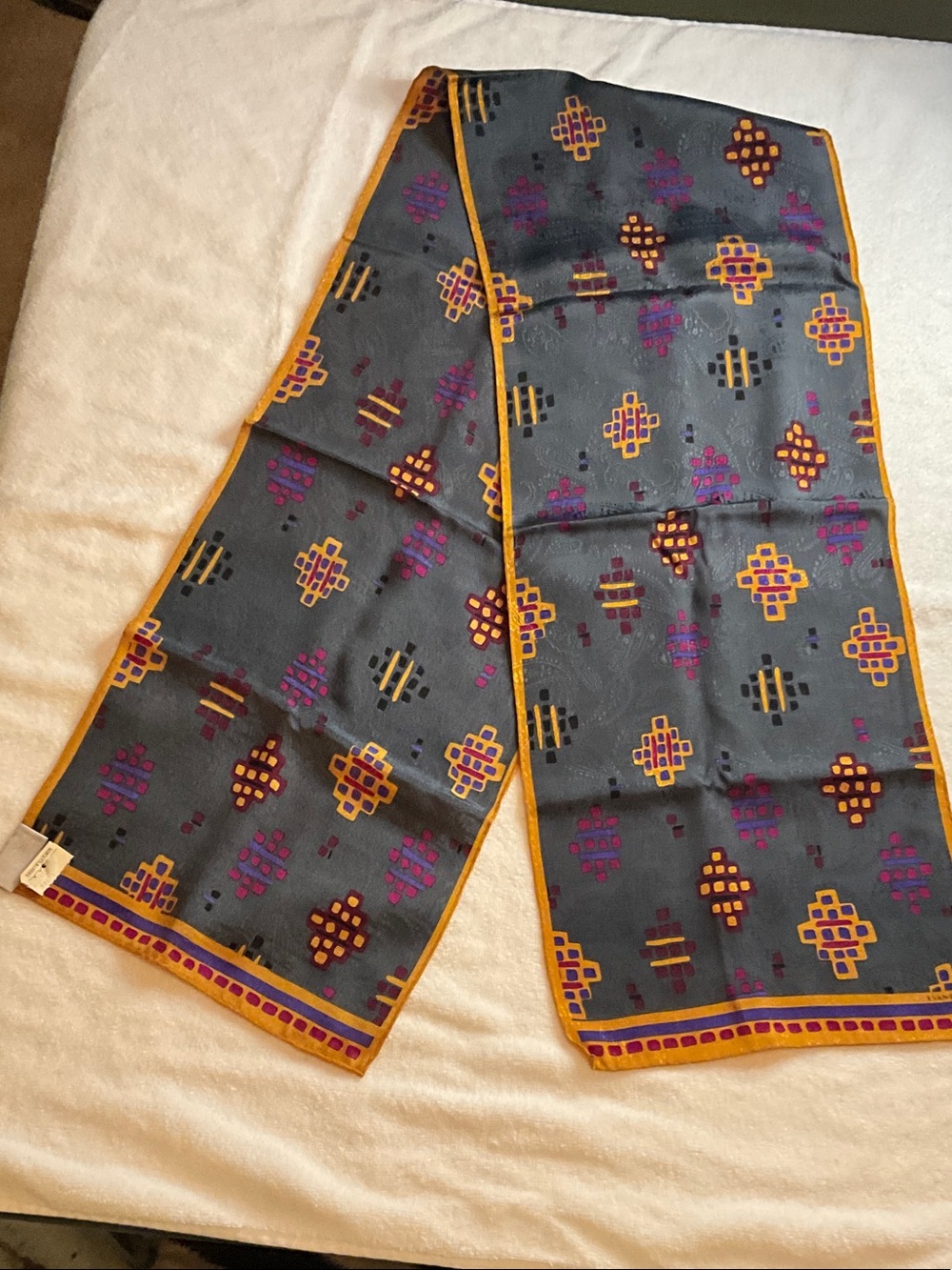 Evan Picone Vintage 100% Silk Scarf for Collection XIIX with retail tag